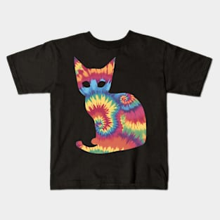 tie dye cat Kids T-Shirt